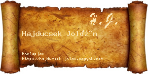 Hajducsek Jolán névjegykártya